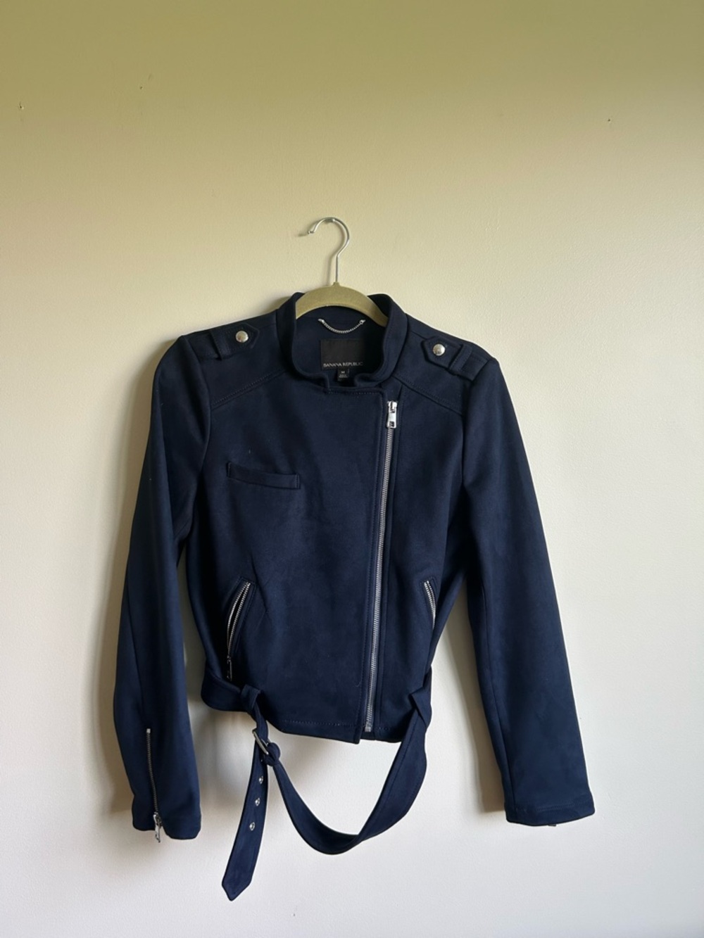 Banana Republic Navy Belted Moto Jacket - Women's